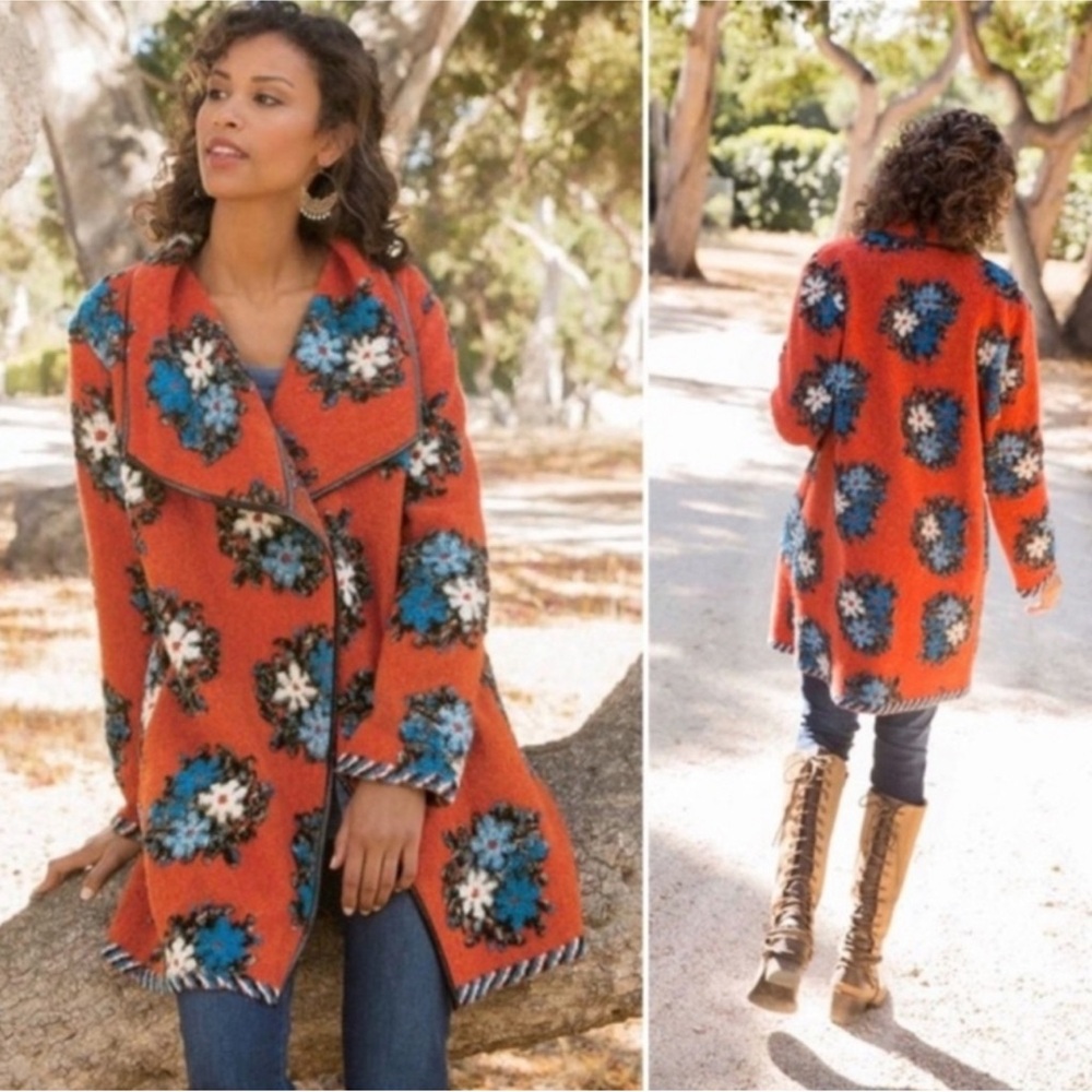 Soft Surroundings Eulalia Garden Wool Blend Coat
